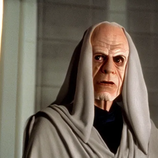 Prompt: jeff gold blum as emperor palpatine in the original trilogy, star wars movie, photo