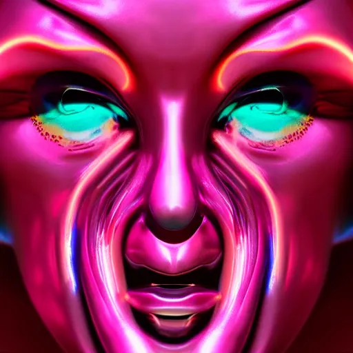 Prompt: synthwave chromatic alien face, detailed, 4k