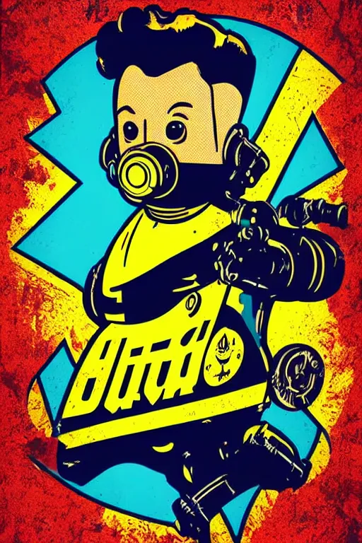 Image similar to fallout 7 6 retro futurist illustration art by butcher billy, sticker, colorful, illustration, highly detailed, simple, smooth and clean vector curves, no jagged lines, vector art, smooth andy warhol style