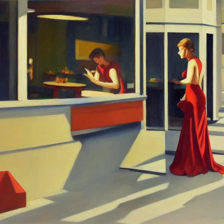 Image similar to insane mistake, painted by Edward Hopper, painted by Wayne Barlow, airbrush