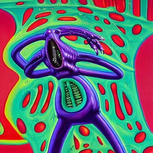 Image similar to a strange humanoid alien somewhere in the cosmos by kenny scharf