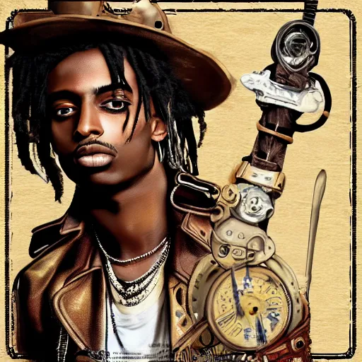 Image similar to playboi carti in steampunk style digital art 4 k the detailed super realistic