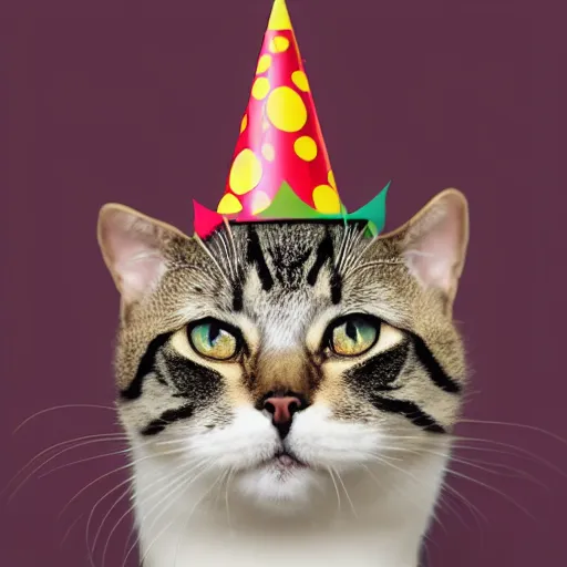 Image similar to man with a cat head wearing a party hat