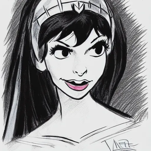 Image similar to milt kahl sketch of victoria justice as princess padme from star wars