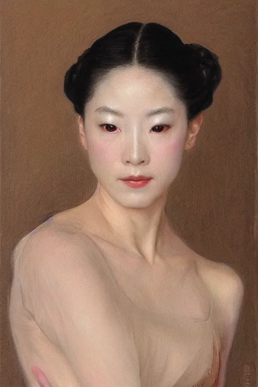 Image similar to portrait of beautiful japanese prima ballerina, by donato giancola and berthold woltze.