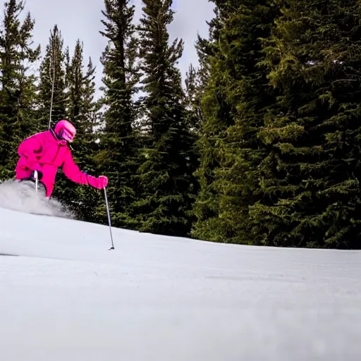 Image similar to photo of a guy skiing, the ground is all ice - cream