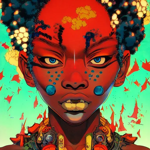 Prompt: citizen afropunk soft light painted by james jean and katsuhiro otomo and erik jones, inspired by akira anime, smooth face feature, intricate oil painting, high detail illustration, sharp high detail, manga and anime 1 9 9 9