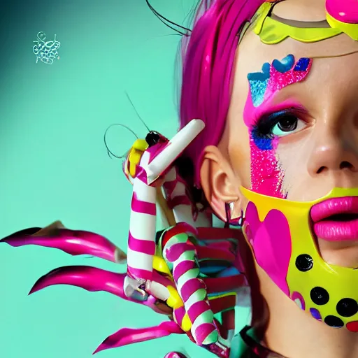 Image similar to candypunk character design, photographic portrait,