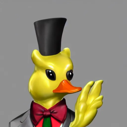 Image similar to a high detail photo of an antropomorphic duck wearing a suit, trending on artstation