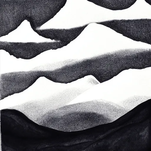 Image similar to zen mountains forest clouds ink