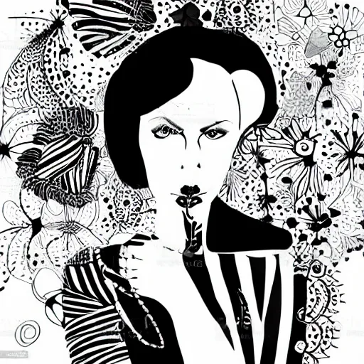 Prompt: bold stylish woman, ink illustration, very beautiful masterpiece