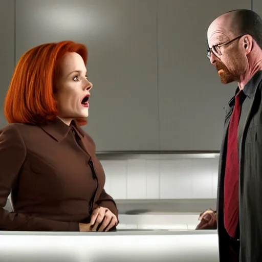 Image similar to dana scully yelling at walter white