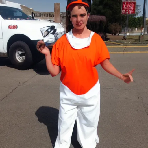 Image similar to chick dressed as an inmate