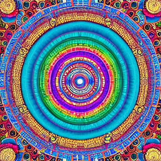 Prompt: A beautiful Buddhist Mandala, hyper-detailed, rainbow color scheme ::