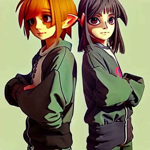 Image similar to beautiful boyish emma watson in majora's mask, wearing oversized mayan bomber jacket with overalls and leotard, bulky poofy bomber jacket with mayan patterns, aztec street fashion, gapmoe yandere grimdark, trending on pixiv fanbox, painted by greg rutkowski makoto shinkai takashi takeuchi studio ghibli, akihiko yoshida