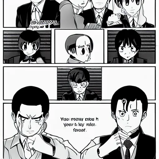 Image similar to a manga page of The Office in the style of Spy x Family