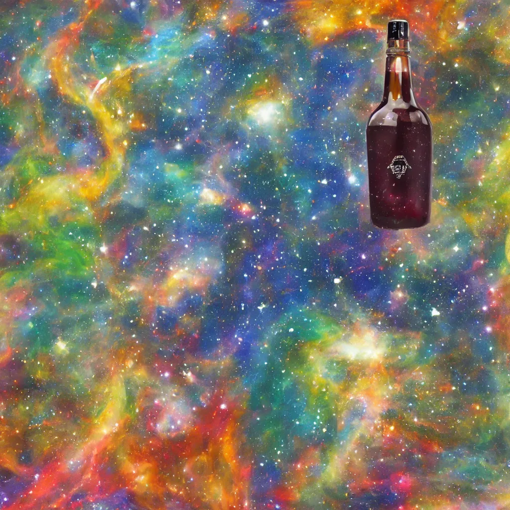 Prompt: the universe contained within a bottle, in a style of mid journey