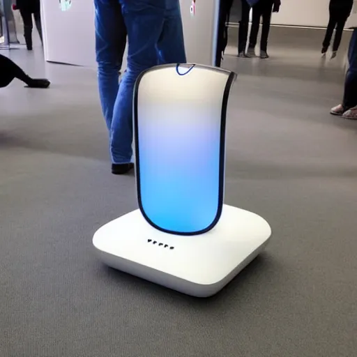 Prompt: This is one of the best Apple-Home-Robot I've ever met in the backrooms of The Apple Store