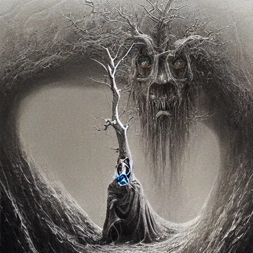 Image similar to lord of the ring mumakil concept, beksinski