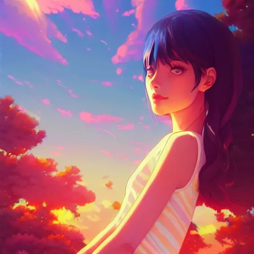 Image similar to Phoebe Tonkin, sunny day background, intricate, highly detailed, digital painting, artstation, official media, anime key visual, concept art, rich vivid colors, ambient lighting, sharp focus, illustration, art by Artgerm, Makoto Shinkai, Ilya Kuvshinov, Lois Van Baarle, and Rossdraws