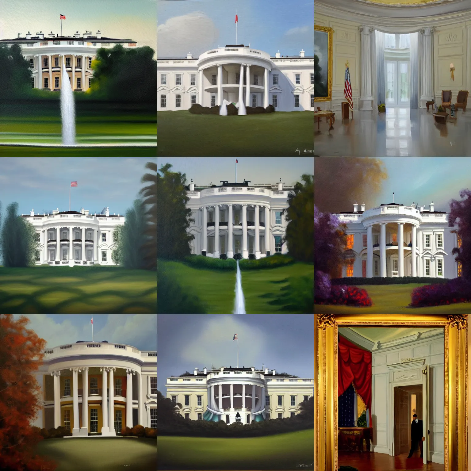 Prompt: opening of the new more luxurious white house, oil on canvas painting trending on artstation