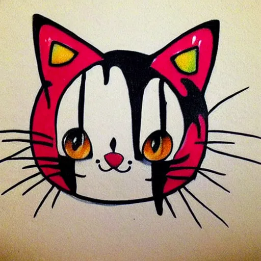 Image similar to kawaii clown cat tattoo design