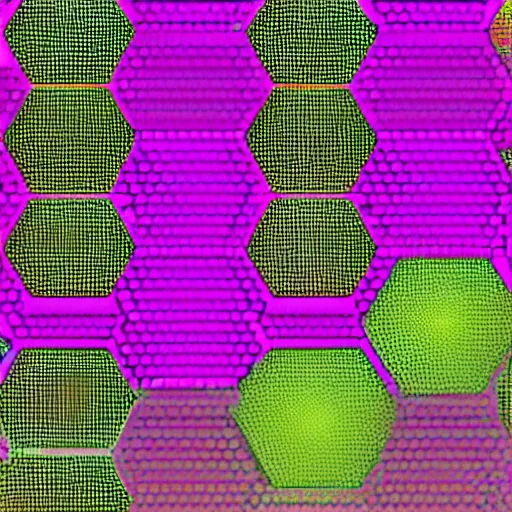 Prompt: cyber pattern with hexagons in neon colors in cyberpunk style