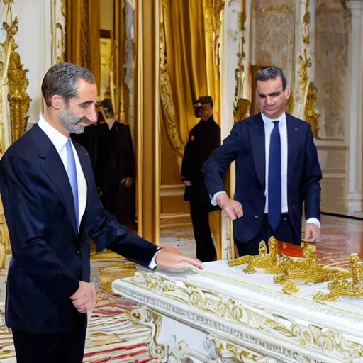 Prompt: king felipe vi offering a joint