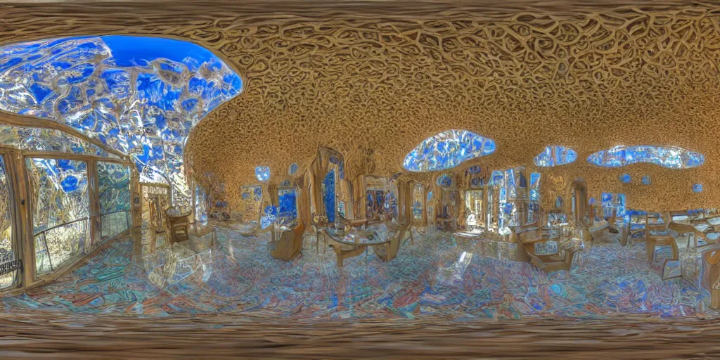 Image similar to equirectangular room by gaudi