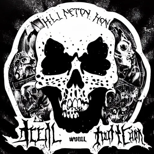 Image similar to hell nation, punk album art, black and white