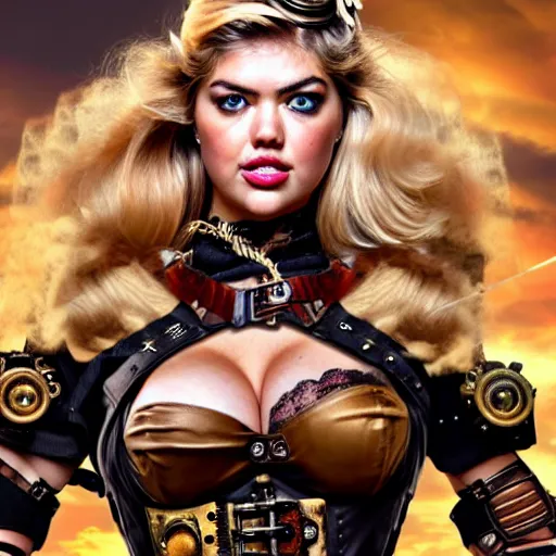 Image similar to photo of kate upton as a steampunk amazon warrior, highly detailed, 4k, HDR,