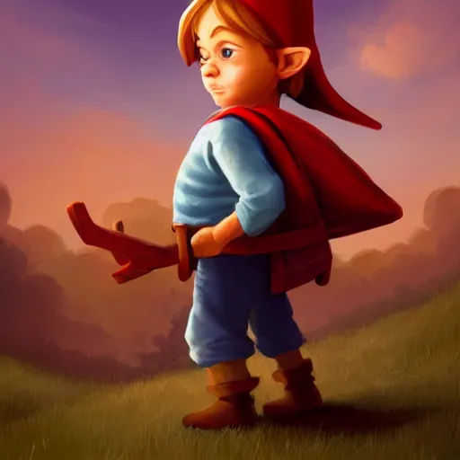 Image similar to little boy character inspired in little hood red and link from legend of zelda, digital artwork made by lois van barlee and rhads