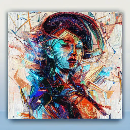 Image similar to A collection of pieces of art made with Artificial Intelligence, art style by Bryen Frost