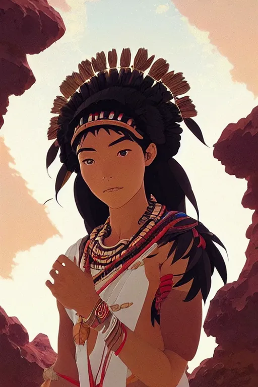 Image similar to woman of q'eros, peru amazon tribe, finely detailed perfect face, exquisite details, fire magic, mid view, design on a white background, by studio muti, greg rutkowski makoto shinkai takashi takeuchi studio ghibli