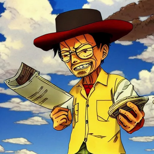 Image similar to walter white as luffy