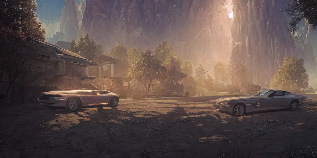 Image similar to highly detailed vanishing - point of a gleaming crystal archipelago in gta v, stephen bliss, unreal engine, illustration, fantasy art by greg rutkowski, loish, rhads, ferdinand knab, makoto shinkai and lois van baarle, ilya kuvshinov, rossdraws, tom bagshaw, global illumination, radiant light, detailed and intricate environment