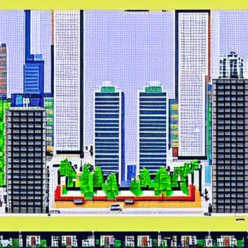 Prompt: paulista avenue in sao paulo pixel art