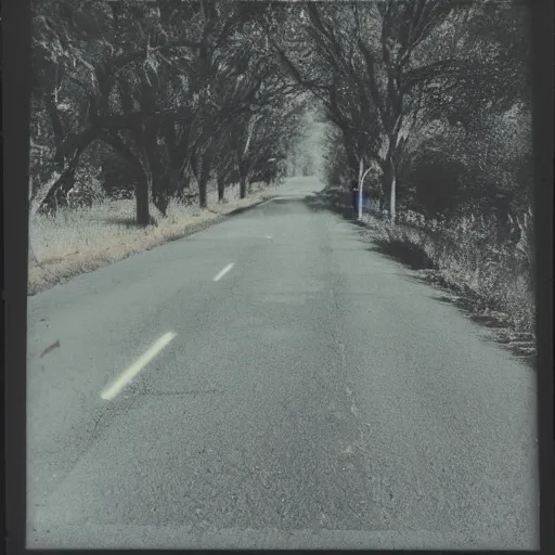 Prompt: polaroid of old southern road