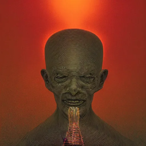 Prompt: A Black background 3@ portrait of a man with an exploding head by Zdzisław Beksiński and Ilya Repin,In style of Abstract.digital illustration,Ray tracing,hyper detailed,sharp focus,4k