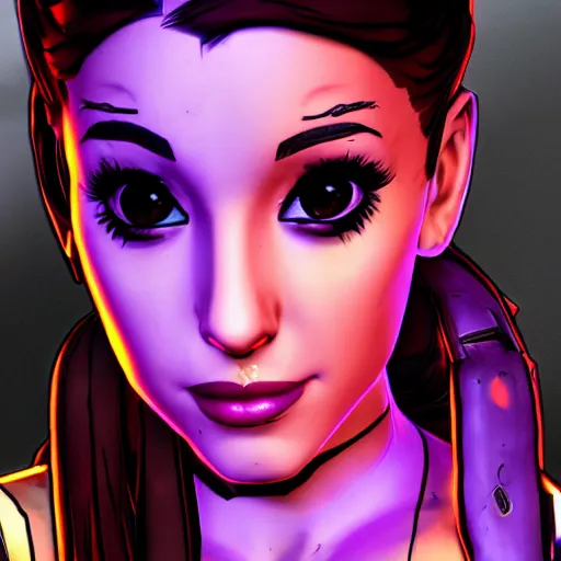 Prompt: ariana grande portrait, borderlands, tales from the borderlands, the wolf among us, comic, cinematic lighting, studio quality, 8 k