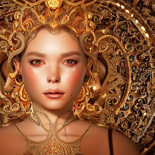 Image similar to portrait of wonderful princess, glowing, ornate and intricate, jaw dropping, dynamic lighting, intricate and detailed, 4 k octane render