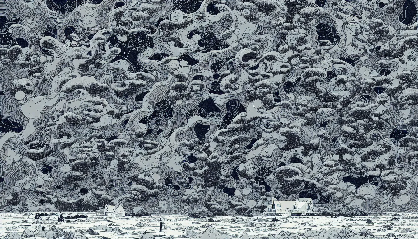 Image similar to oregon coast by nicolas delort, moebius, victo ngai, josan gonzalez, kilian eng