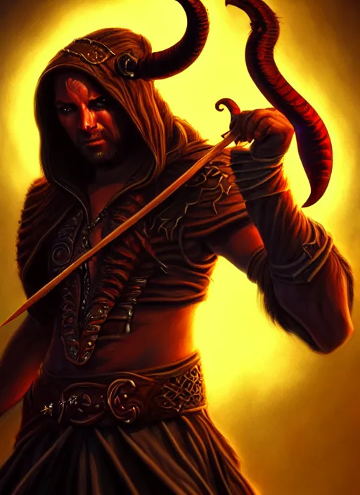 Prompt: tiefling bard, full body, hyper realistic, extremely detailed, dnd character art portrait, dark fantasy art, intricate fantasy painting, dramatic lighting, vivid colors, deviantart, artstation, by jeff easley.