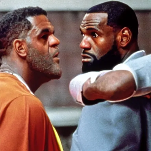 Prompt: a still of lebron james in goodfellas