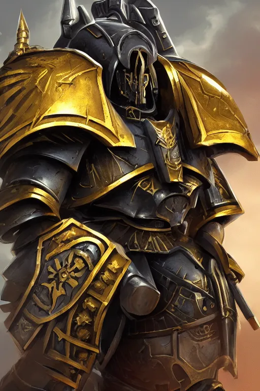 Image similar to armor portrait heros warhammer 4 0 k horus heresy fanart - the primarchs emperor by johannes helgeson animated with vfx concept artist & illustrator global illumination ray tracing hdr fanart arstation zbrush central hardmesh 8 k octane renderer comics stylized