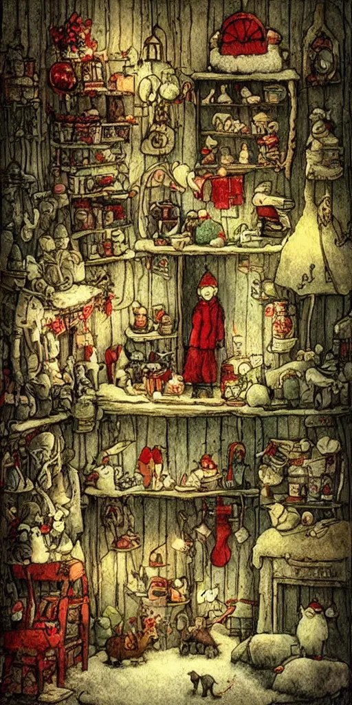 Image similar to an indoors christmas scene by alexander jansson