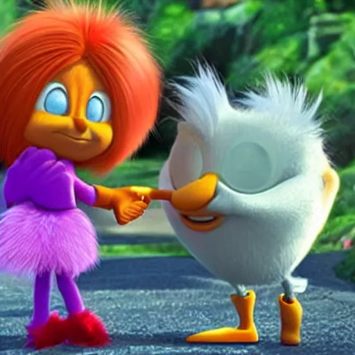 Prompt: the lorax proposing to dr. eggman