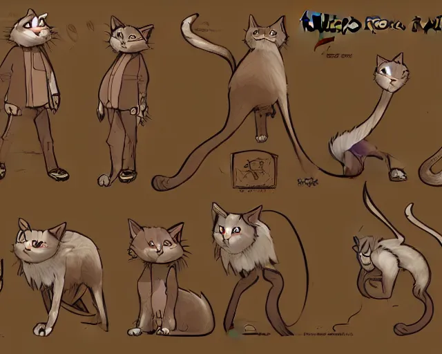 Prompt: 'how to draw king cat' reference sheet, trending on artstation, indie games, digital art, line art