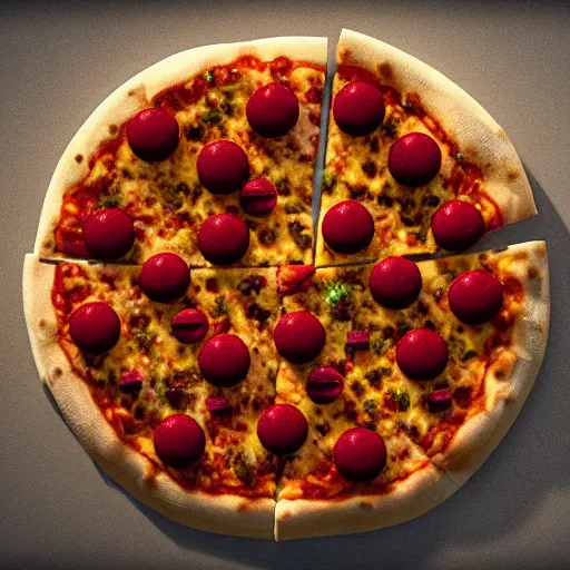 Image similar to crystallized pizza, render, unreal engine, octane, volumetric lightning, 8 k