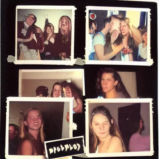 Image similar to polaroids from a college party in 2 0 0 2